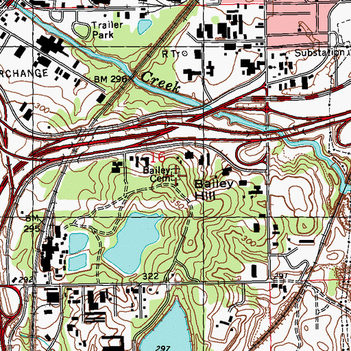 Topographic Map of Bailey Cemetery, MS