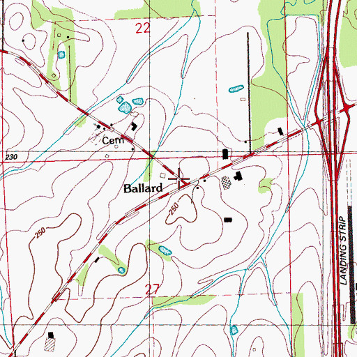 Topographic Map of Ballard, MS
