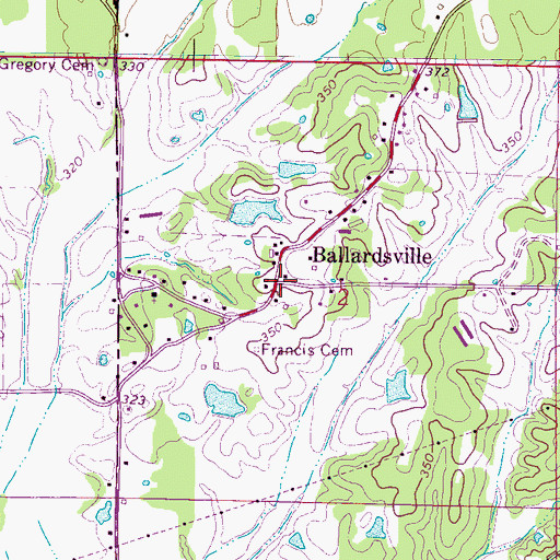 Topographic Map of Ballardsville, MS