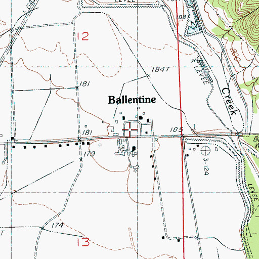 Topographic Map of Ballentine, MS