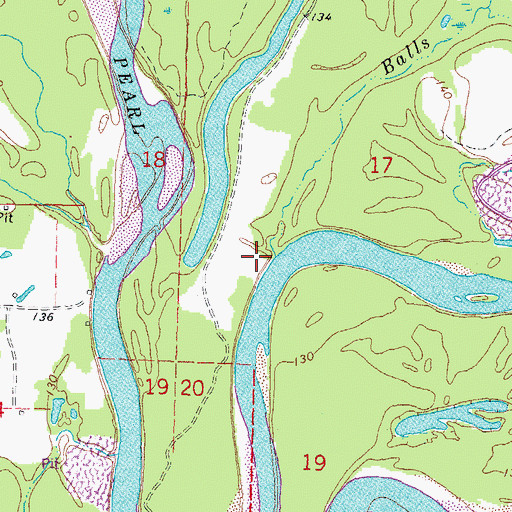 Topographic Map of Balls Mill Creek, MS