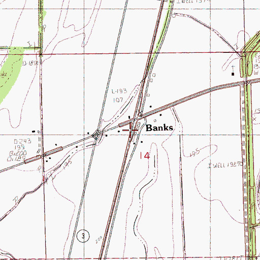 Topographic Map of Banks, MS