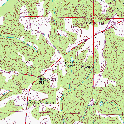 Topographic Map of Banner School, MS