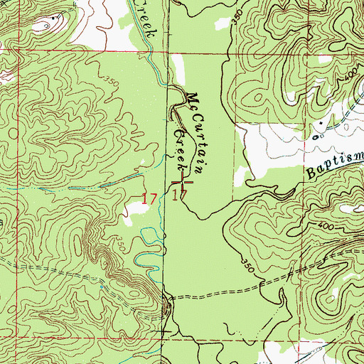 Topographic Map of Baptism Branch, MS