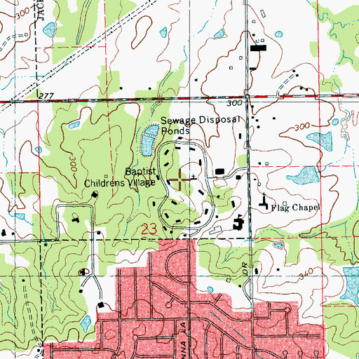 Topographic Map of Baptist Childrens Village, MS