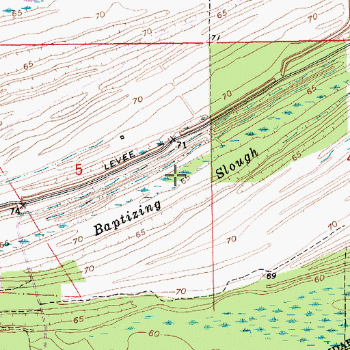 Topographic Map of Baptizing Slough, MS