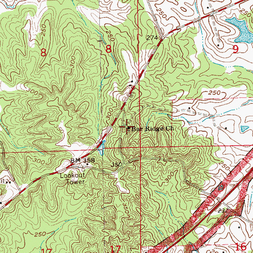 Topographic Map of Bar Ridge Church, MS