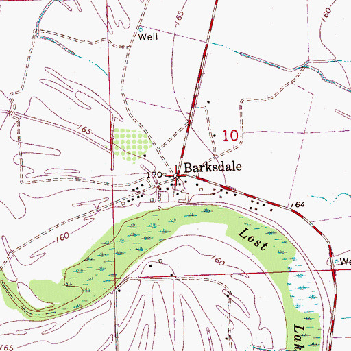 Topographic Map of Barksdale, MS