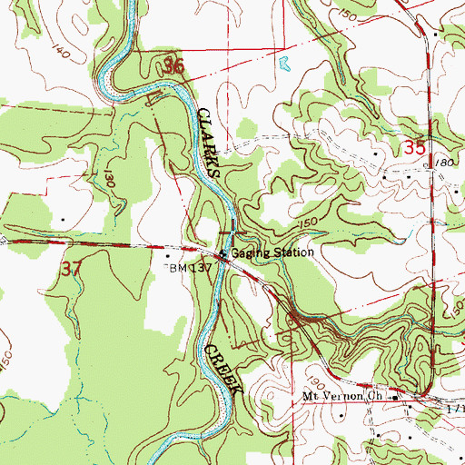 Topographic Map of Barland Creek, MS