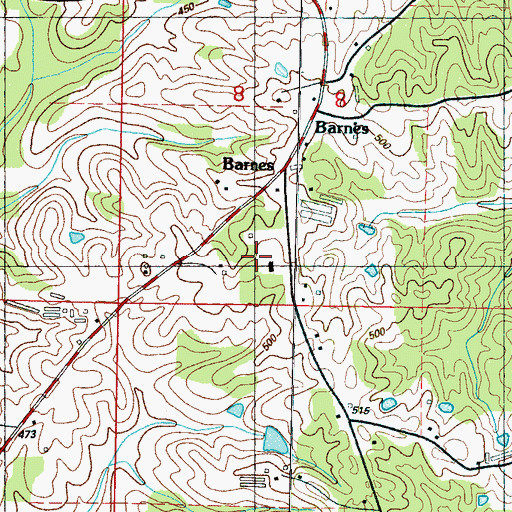 Topographic Map of Barnes, MS
