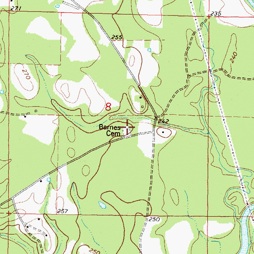 Topographic Map of Barnes Cemetery, MS