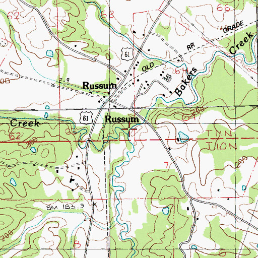 Topographic Map of Barnes Creek, MS