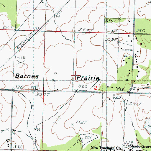 Topographic Map of Barnes Prairie, MS