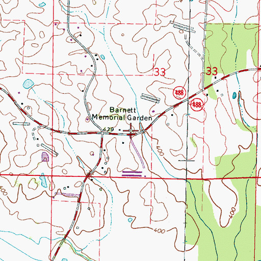 Topographic Map of Barnett Memorial Garden, MS