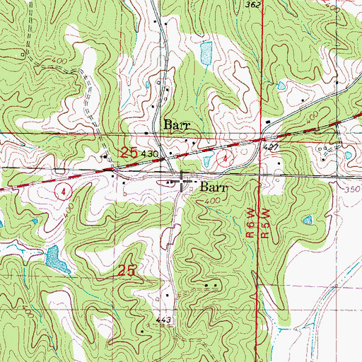 Topographic Map of Barr, MS