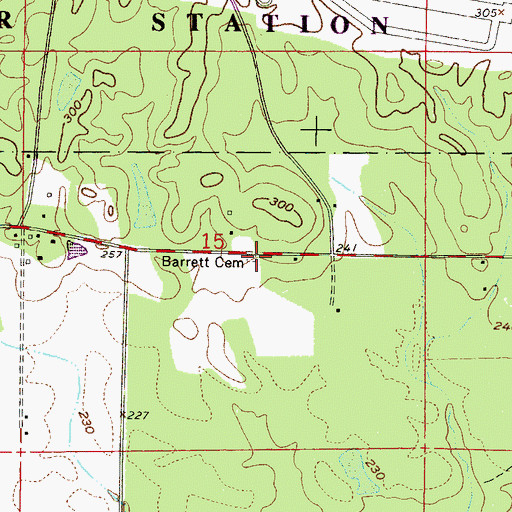 Topographic Map of Barrett Cemetery, MS