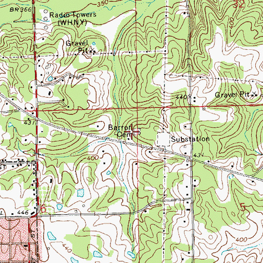 Topographic Map of Barron Cemetery, MS