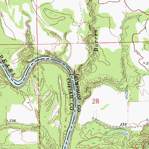Topographic Map of Barron Creek, MS
