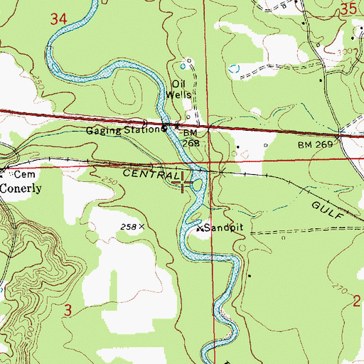Topographic Map of Bars Branch, MS