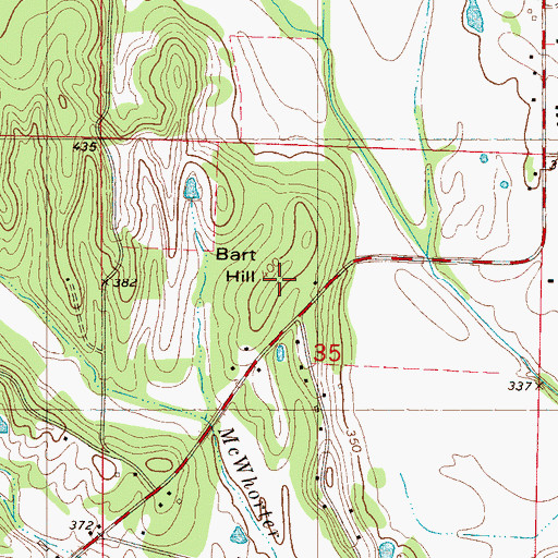 Topographic Map of Bart Hill, MS