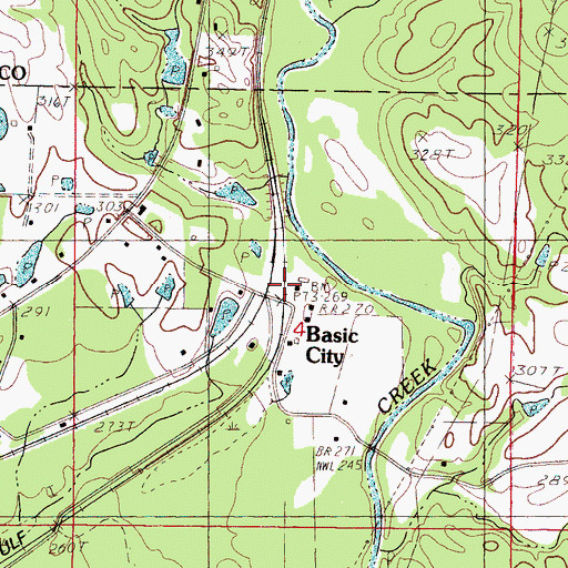 Topographic Map of Basic, MS