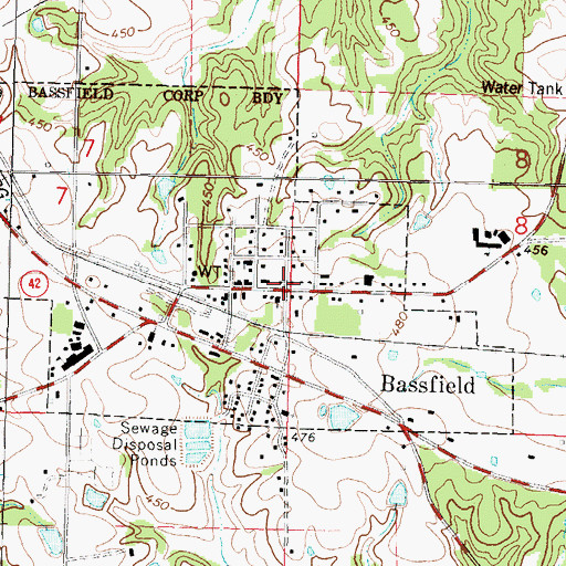 Topographic Map of Bassfield, MS