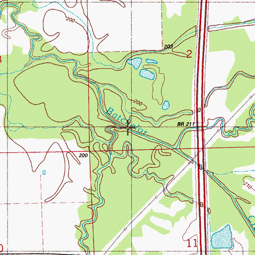 Topographic Map of Batchelor Creek, MS