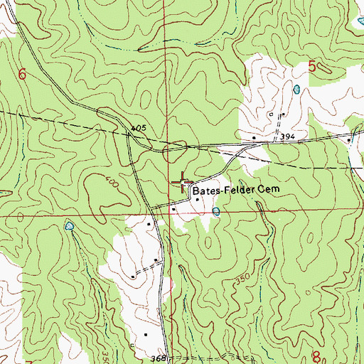 Topographic Map of Bates-Felder Cemetery, MS