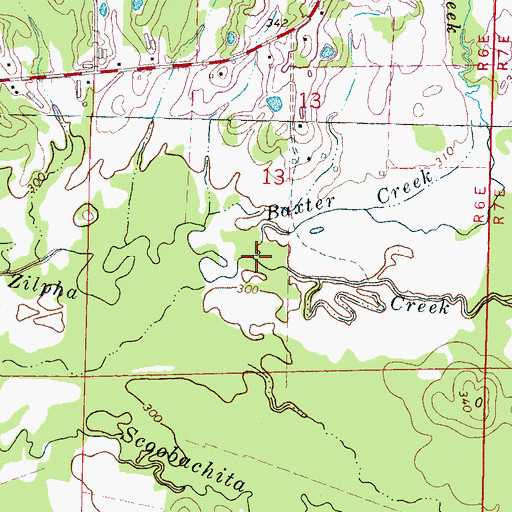 Topographic Map of Baxter Creek, MS