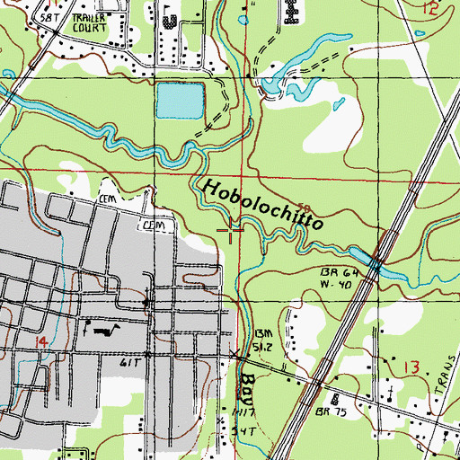 Topographic Map of Bay Branch, MS