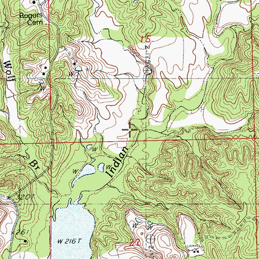 Topographic Map of Bay Creek, MS
