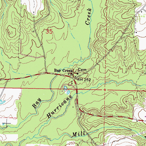 Topographic Map of Bay Creek Church, MS