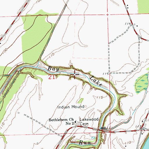 Topographic Map of Bay Lake, MS