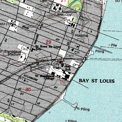 Topographic Map of Bay Saint Louis, MS