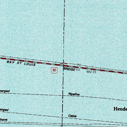 Topographic Map of Bay Saint Louis Bridge, MS