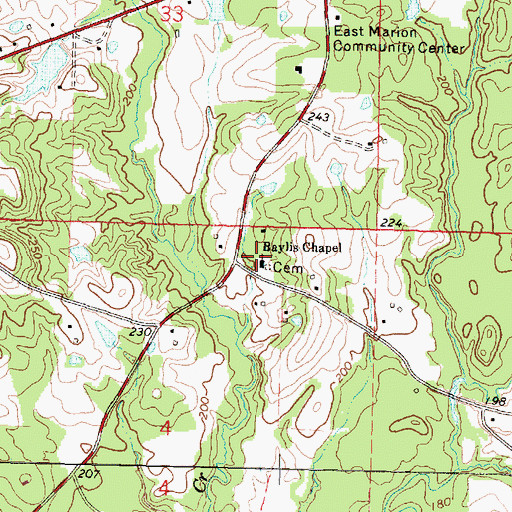 Topographic Map of Baylis Chapel, MS