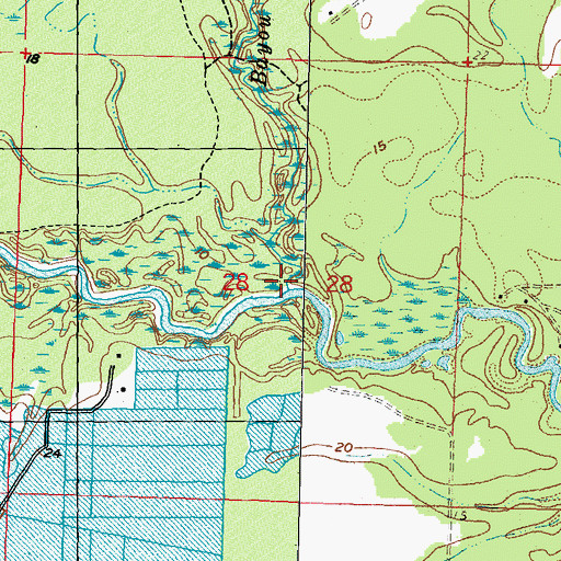 Topographic Map of Bayou Bacon, MS