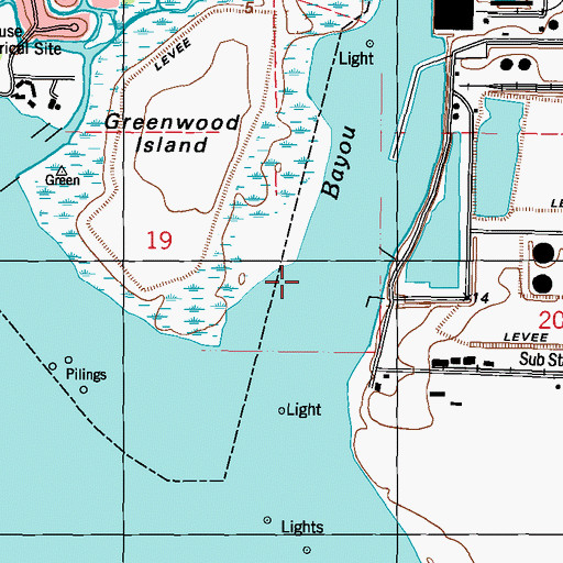 Topographic Map of Bayou Casotte, MS