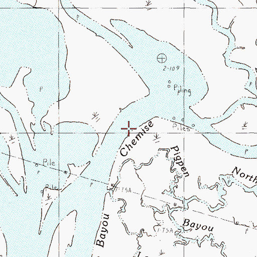 Topographic Map of Bayou Chemise, MS