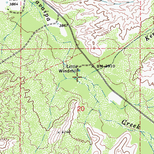 Topographic Map of Kennedy Falls Wash, AZ
