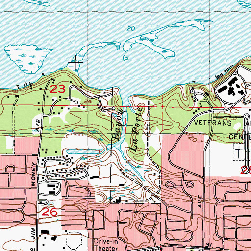 Topographic Map of Bayou Laporte, MS