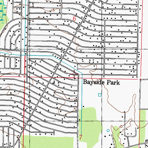 Topographic Map of Bayside Park, MS