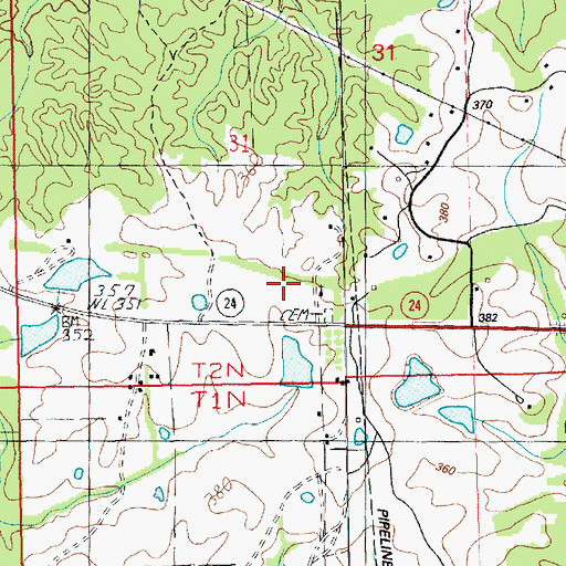 Topographic Map of Beach Grove Church, MS