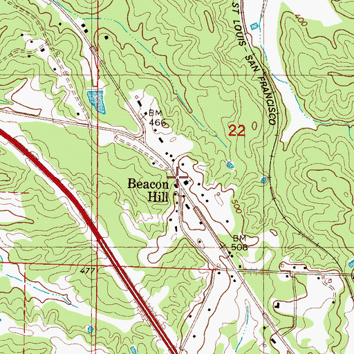 Topographic Map of Beacon Hill, MS