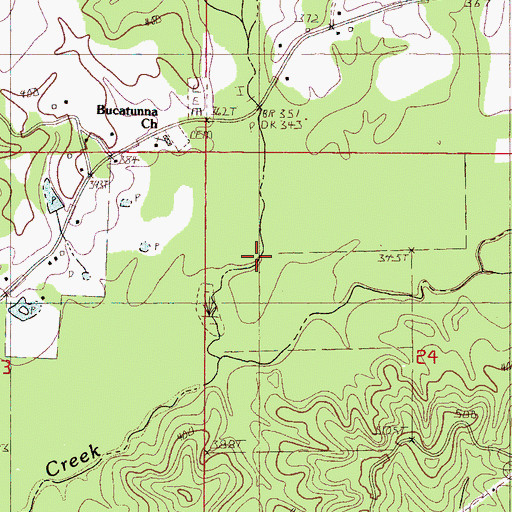 Topographic Map of Bean Creek, MS
