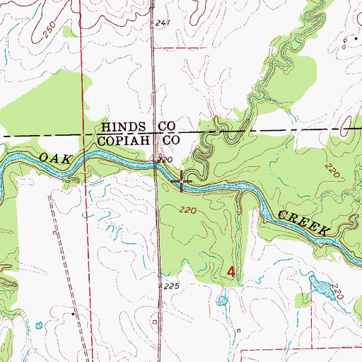 Topographic Map of Bear Creek, MS