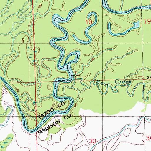 Topographic Map of Bear Creek, MS
