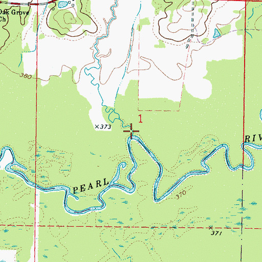 Topographic Map of Bear Creek, MS