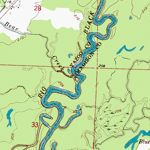 Topographic Map of Bear Creek, MS