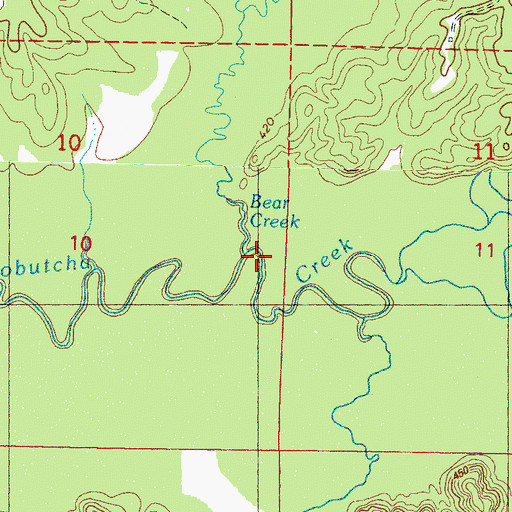 Topographic Map of Bear Creek, MS